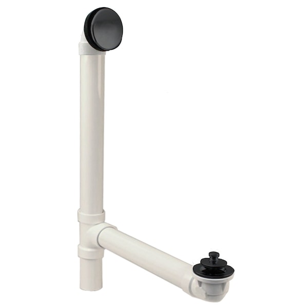 Westbrass Illusionary Overflow 12" & 4" Sch. 40 PVC Bath Waste & Overflow W/ Lift & Turn Bath Drain in Matte B 494244H-62 - main